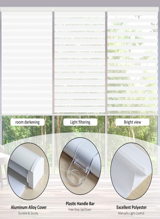 LUCKUP Cordless Zebra Blinds Roller Shades for Window-Dual Layer Sheer Blinds Light Control with Valance Day Night Privacy Light Filtering Fabric, 20" W x 72" H, White - Image 4