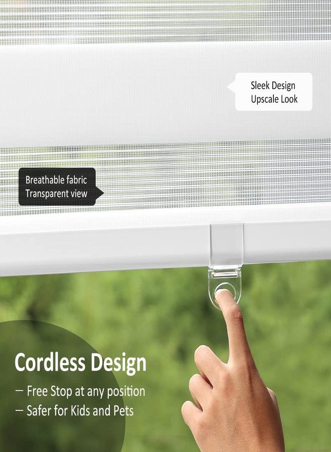 LUCKUP Cordless Zebra Blinds Roller Shades for Window-Dual Layer Sheer Blinds Light Control with Valance Day Night Privacy Light Filtering Fabric, 20" W x 72" H, White - Image 3