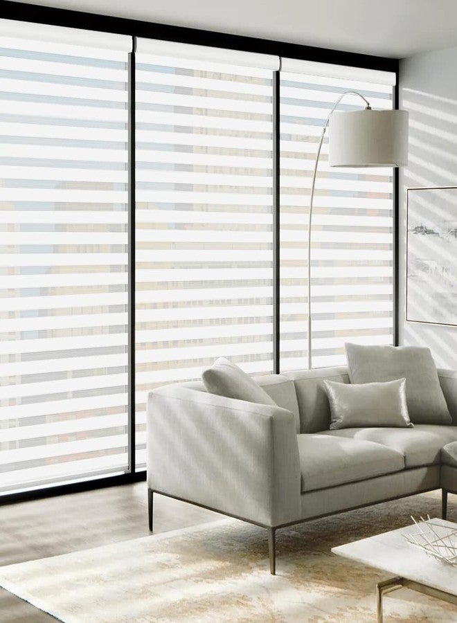 LUCKUP Cordless Zebra Blinds Roller Shades for Window-Dual Layer Sheer Blinds Light Control with Valance Day Night Privacy Light Filtering Fabric, 20" W x 72" H, White - Image 2