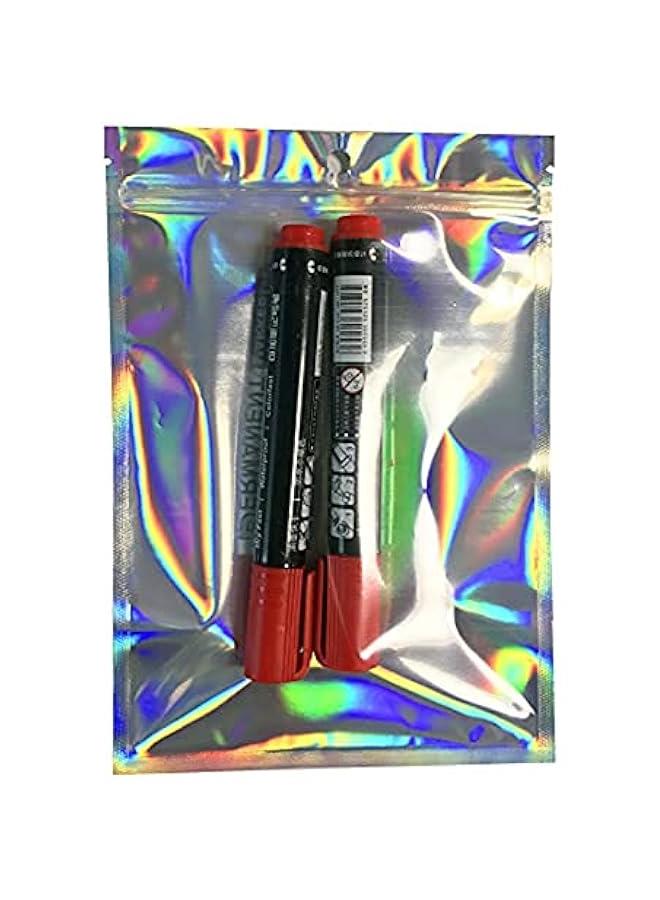 Generic 100 pieces holographic resealable Mylar bags for party favor food storage heat seal aluminum foil pouch for small business 16 x 24 cm 6.3 x 9.45 inch  - Image 3