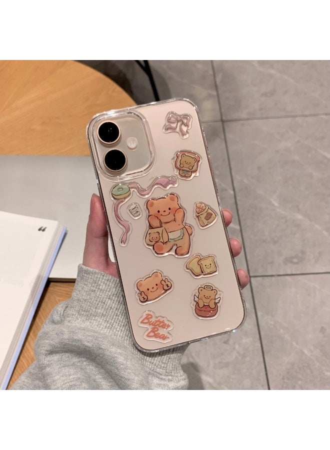 Clear Case for iPhone 16 Plus – Shockproof Soft TPU Bumper Frame with Flexible Transparent Back, Crystle Pastel, Customizable with Kawaii Butter Bear Epoxy Resin Stickers (Lime Blue & Butter Bear Epoxy Resin Stickers) - Image 5