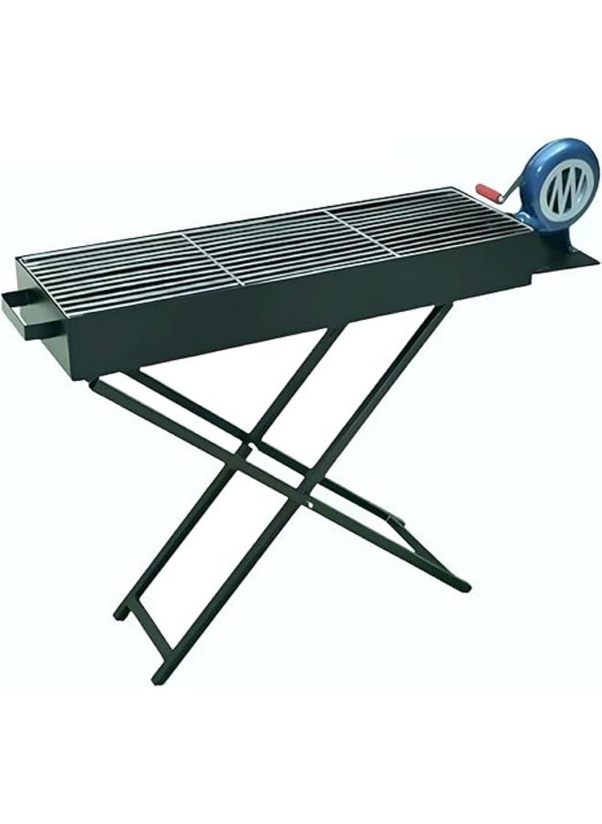 Heavy Duty Barbeque Grill with Blower Fan - BBQ Grill X Shape Stand Grill with Hand Fan Blower Foldable Barbecue Charcoal Grill for Outdoor Camping, Durable Iron Large Size - pzsku/Z478B43F25280F3216AB4Z/45/_/1733295529/01a8171e-01e2-4bd6-878a-52237e556421