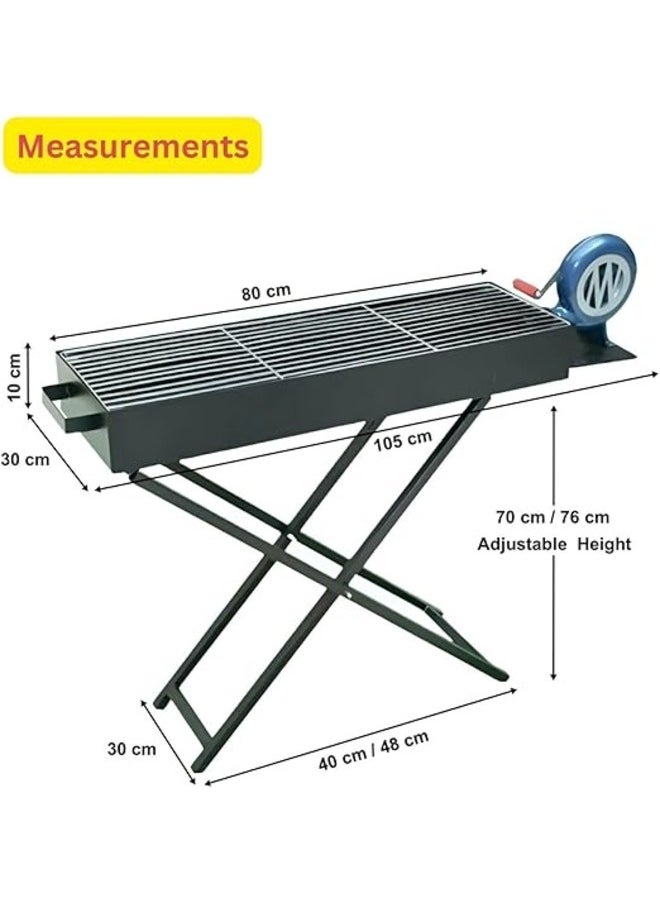 Heavy Duty Barbeque Grill with Blower Fan - BBQ Grill X Shape Stand Grill with Hand Fan Blower Foldable Barbecue Charcoal Grill for Outdoor Camping, Durable Iron Large Size - pzsku/Z478B43F25280F3216AB4Z/45/_/1733295658/ca128333-ce4f-4ce4-8a23-2a263855ae05