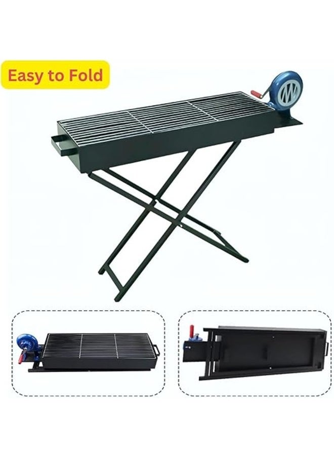 Heavy Duty Barbeque Grill with Blower Fan - BBQ Grill X Shape Stand Grill with Hand Fan Blower Foldable Barbecue Charcoal Grill for Outdoor Camping, Durable Iron Large Size - pzsku/Z478B43F25280F3216AB4Z/45/_/1733295659/4c699e12-7ddc-4050-98ac-78c838b3333b