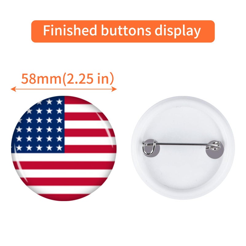 MK.Bear 200 Sets 58mm/2.25 inch Button Maker Supplies, Pin Back Button Parts for Button Maker Machine 58mm, Including Metal Covers, Plastic Back Covers, Clear Plastic Film&Blank Paper - Image 5