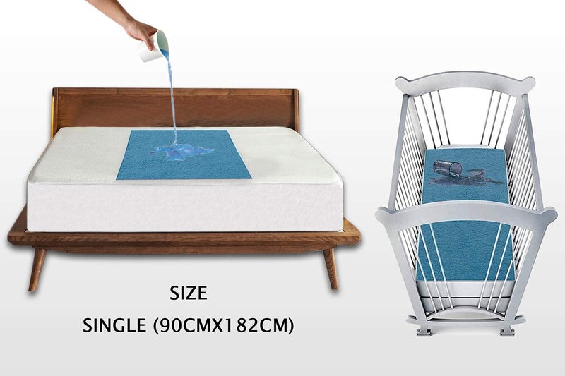 Trance Quick Dry - Soft Bed Protector Waterproof Baby Cot Sheet - (Single-90x182 cm,Sky Blue) - Image 2