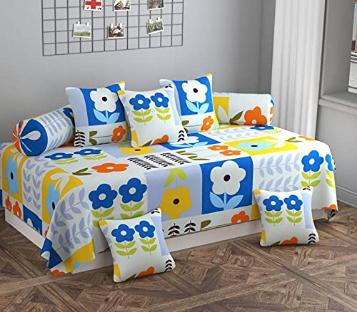 MORADO® Glace Cotton Diwan Set Pillows 5 with Bolster 2, Bedsheet (152x228 cm), 2 Bolster Covers (40x78 cm), 5 Cushion Covers (40x40 cm).Diwan Set of 8 for Living Room (Sea Green) - Image 4