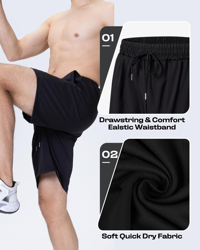 JWJ 3 Pack Mens Athletic Gym Workout Shorts Lightweight Quick Dry 9 inch Inseam Running Shorts for Men Activewear Basketball Short with Zipper Pockets Black Dark Grey Army M - Image 4