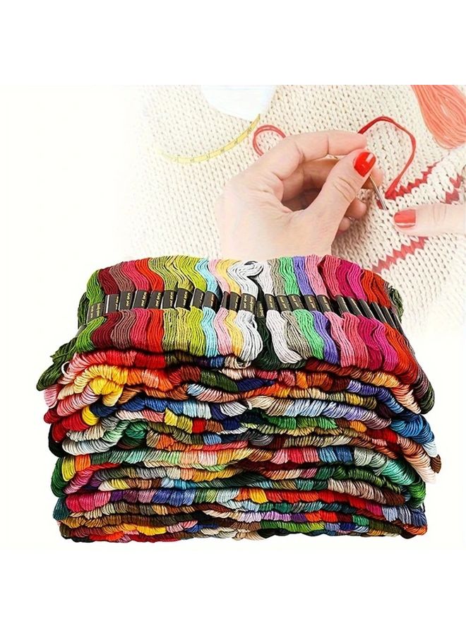 200 Color Cotton Cross Stitch Thread Set 314.96 Inches Per Bundle With Winder Embroidery Threader Striper Tool Mixed Color 100 Pieces Needlework Tools Craft Supplies - Image 1