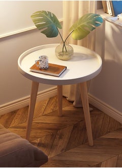 YOUGE Round Side Table,White Tray Nightstand Coffee End Table for Living Room,Bedroom,Small Spaces,Easy Assembly Bedside Table,17.3 x 19.68 Inches  - Image 4