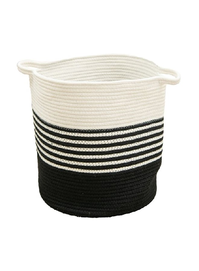 HONEYBEE Round Shaped Open Top Laundry Hamper with Handle White and Black 36 x 33 x 33 cm SB0322A - Image 1