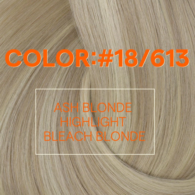 Full Shine Weft Hair Extensions Human Hair 18 Inch Straight Remy Highlight Color Ash Blonde Mix Bleach Blonde Sew in Hair Extensions Double Weft Full Head Weave Hair 105 Grams - Image 4