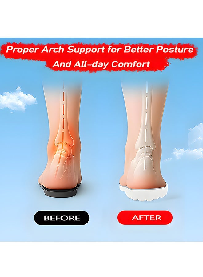 2 Pairs Plantar Fasciitis Relief Insoles, 4D Honeycomb Breathable Arch Support Inserts, Cuttable Memory Foam Shock Absorbing Insoles for Standing Work/Running, Size 41-42/43-44 - Image 5