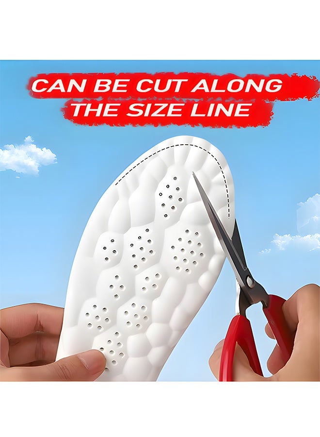 2 Pairs Plantar Fasciitis Relief Insoles, 4D Honeycomb Breathable Arch Support Inserts, Cuttable Memory Foam Shock Absorbing Insoles for Standing Work/Running, Size 41-42/43-44 - Image 3