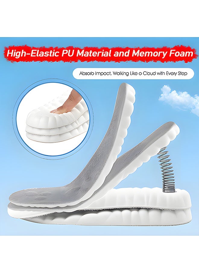 2 Pairs Plantar Fasciitis Relief Insoles, 4D Honeycomb Breathable Arch Support Inserts, Cuttable Memory Foam Shock Absorbing Insoles for Standing Work/Running, Size 41-42/43-44 - Image 4