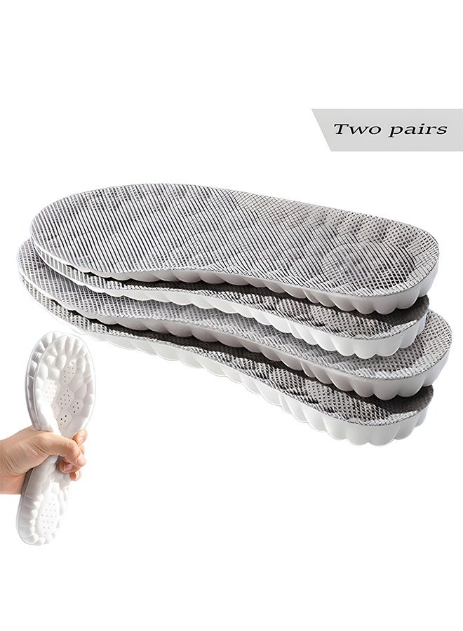 2 Pairs Plantar Fasciitis Relief Insoles, 4D Honeycomb Breathable Arch Support Inserts, Cuttable Memory Foam Shock Absorbing Insoles for Standing Work/Running, Size 41-42/43-44 - Image 1