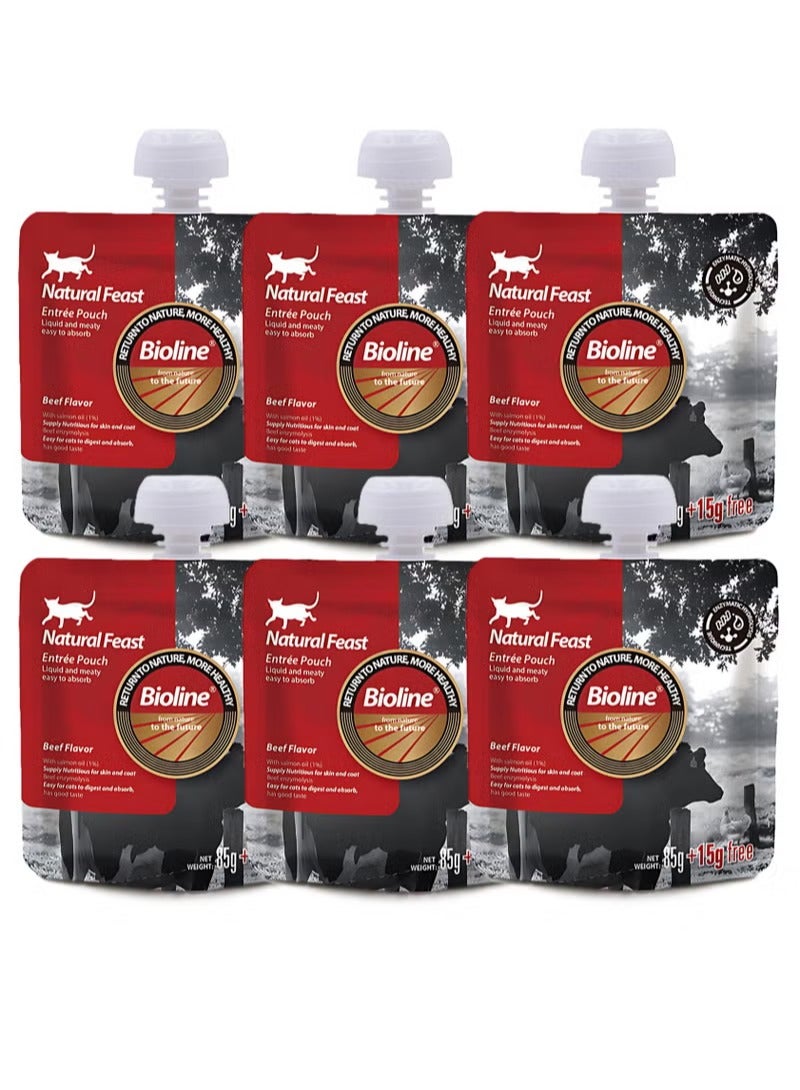 بايولاين كيس بيولاين ناتشورال فيست إنتري بنكهة لحم البقر 85 جم + 15 جم (6 قطع) - Image 1