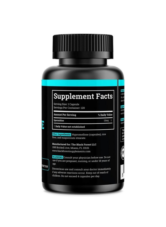 Black Forest مكمل سبيرميدين (1440 ملغ من مكملات سبيرميدين النقية 99% للنساء والرجال) إمداد لمدة 4 أشهر (أكثر فعالية بمقدار 100 مرة من مستخلص جنين القمح) 12 ملغ لكل حصة لصحة الخلايا، مكافحة الشيخوخة والطاقة - Image 2