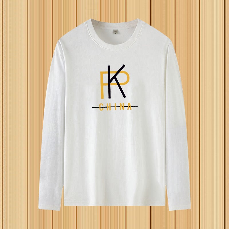 Spring and Autumn New Thin Men's Long Sleeve Soft and Comfortable Round Neck Base Shirt Printed Trendy plus size T-Shirt for Men - Image 1