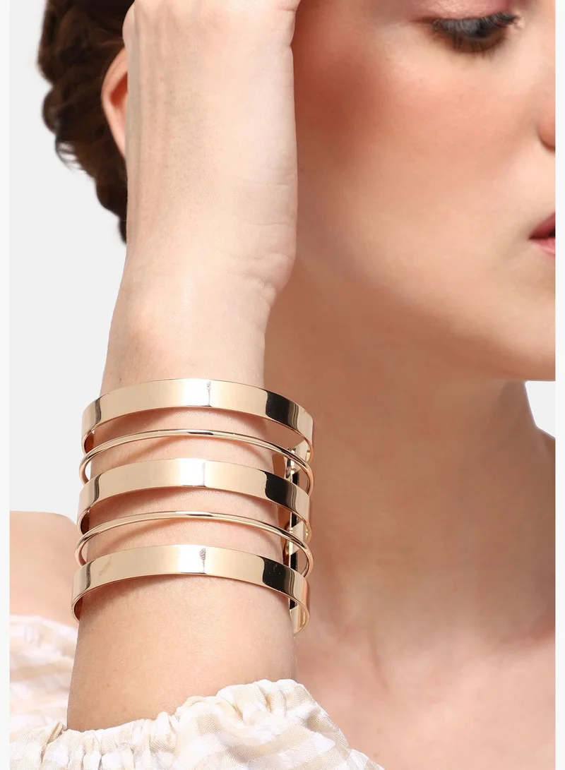 SOHI Gold Plated Party Designer Cuff Bracelet For Women