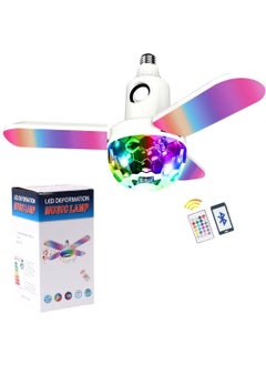 Generic E27 Led Deformable Ceiling Fan 3 Wings Light Rgb Bluetooth Music Speaker Lamp With Remote Control  - Image 1