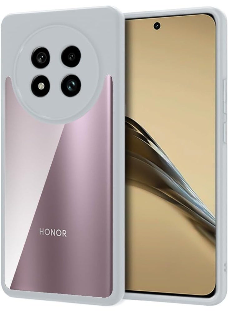 جراب شفاف متوافق مع هاتف Honor X9C 5G/X60 Pro 5G، مقاوم للصدمات بدرجة عسكرية ومضاد للاصفرار، جراب هاتف نحيف واقٍ مع غطاء كامل واقٍ للكاميرا (رمادي)