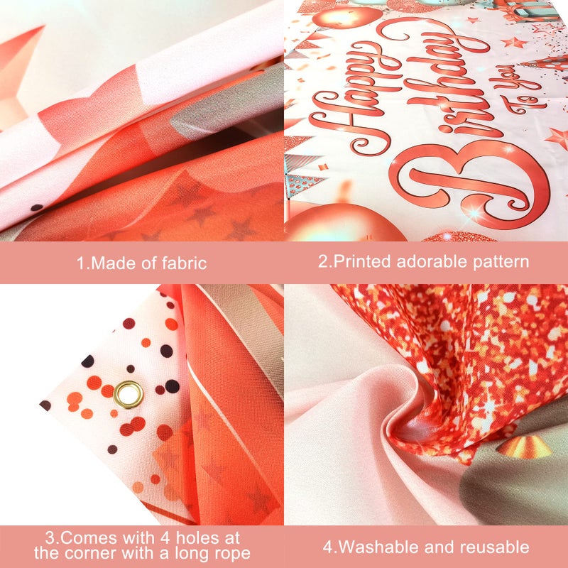 KatchOn  XtraLarge RoseGold Happy Birthday Banner - 72x44 Inch | RoseGold Happy Birthday Backdrop | Happy Birthday Backdrop for Birthday Decorations for Girls | Happy Birthday Sign for Backdrop - Image 5