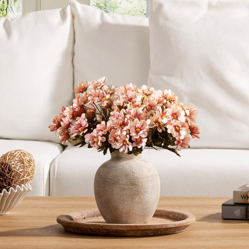 Vanselia Ceramic Flower Vase Home Decor - Farmhouse Table Vases Rustic Vintage Living Room Kitchen Bedroom Decorations for House Book Shelf Office Coffee Desk Dining Fireplace (7.4" Retro) - Image 5