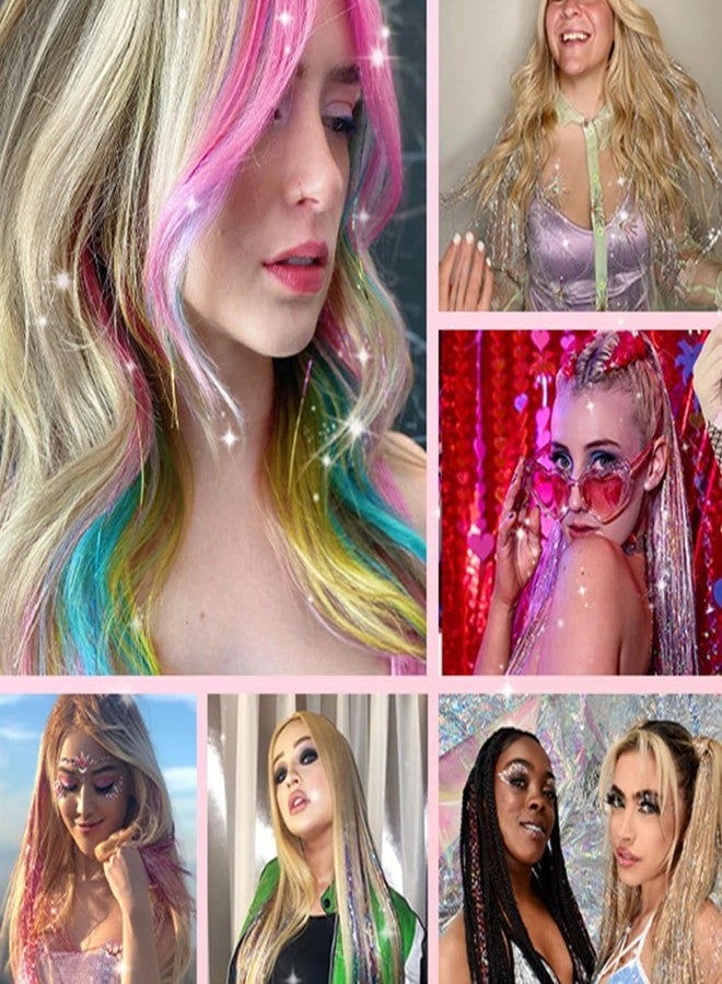 squishy 12Pcs Tinsel Hair Extensions Glitter, Hair Tinsel, Hair Glitter, Deep Purple Shimmery Glamorous Extensions for Party, Festival and Special Events (gold purple) - Image 5