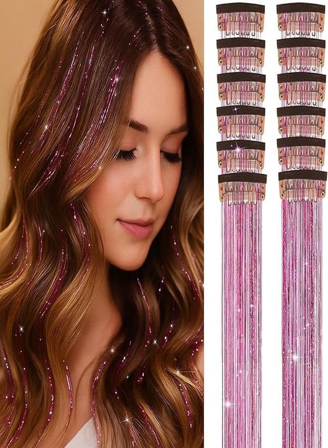 squishy 12Pcs Tinsel Hair Extensions Glitter, Hair Tinsel, Hair Glitter, Deep Purple Shimmery Glamorous Extensions for Party, Festival and Special Events (gold purple) - Image 2
