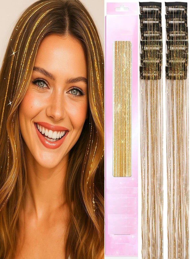 squishy 12Pcs Tinsel Hair Extensions Glitter, Hair Tinsel, Hair Glitter, Deep Purple Shimmery Glamorous Extensions for Party, Festival and Special Events (gold purple) - Image 3