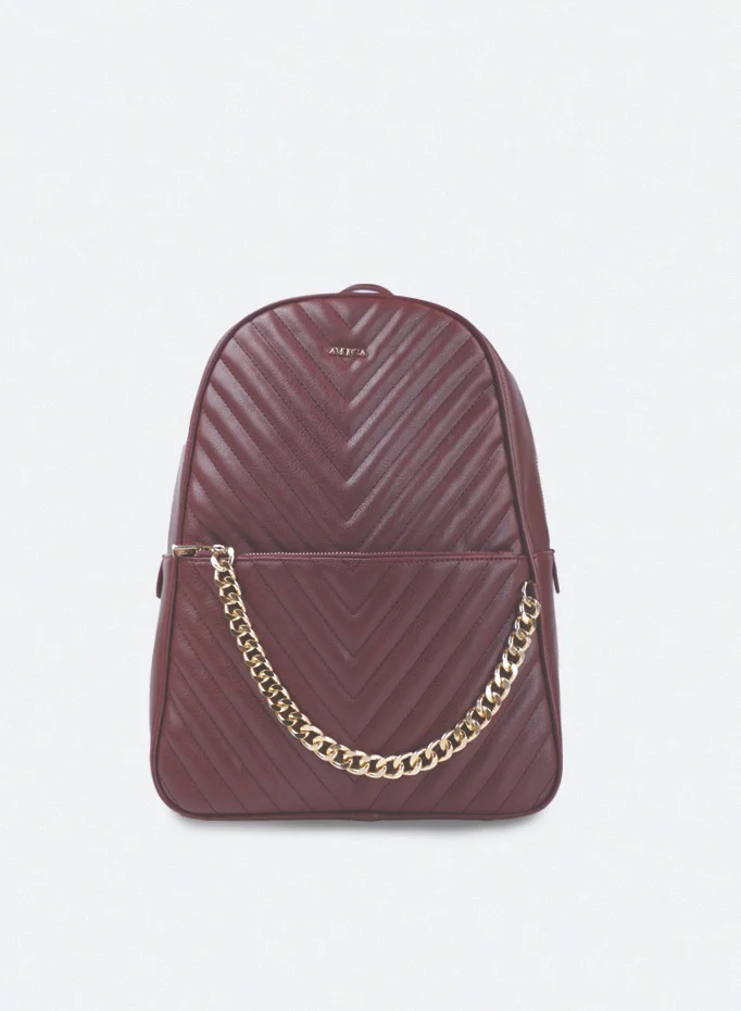 AMICA Estela Quilted Leather Women's Backpack - Plum Red