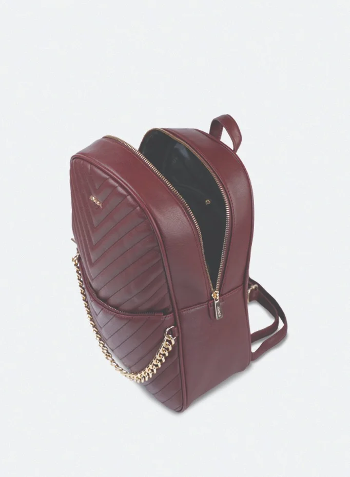 AMICA Estela Quilted Leather Women's Backpack - Plum Red