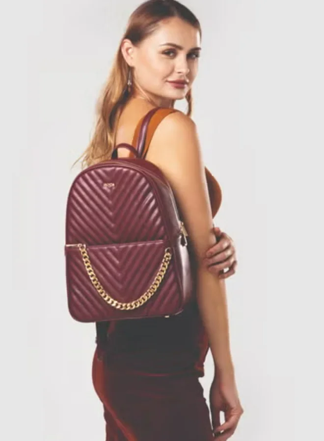 AMICA Estela Quilted Leather Women's Backpack - Plum Red