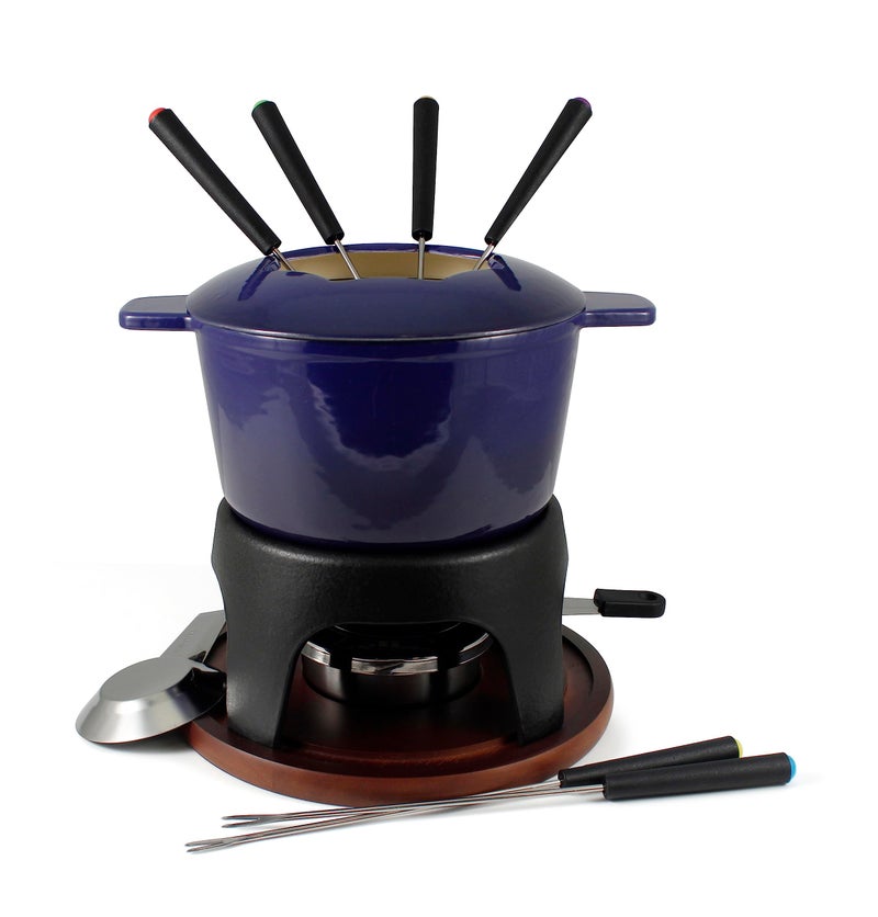Swissmar Swissmar F66706 Sierra 16Quart Cast Iron Meat Fondue Set 11Piece Deep Blue 