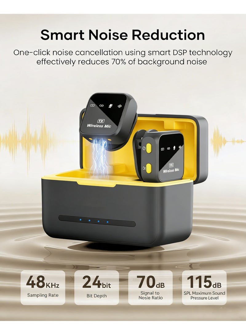 كوراكس ميكروفون لافالير اللاسلكي لآيفون / أندرويد مع البرق / USB C (2 TX + 2 RX + حالة الشحن) ، ميكروفون صغير مع إلغاء الضوضاء ، بطارية 35H ، مقطع على ميكروفون الليبل لتسجيل الفيديو - Image 2