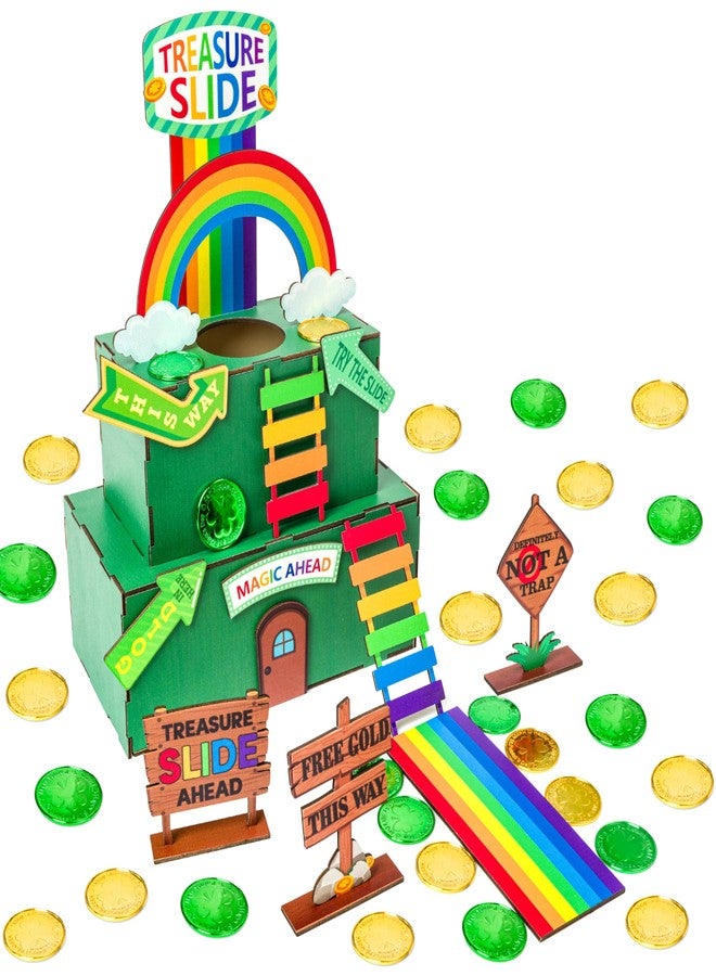 MALLMALL6 St. Patrick's Day Decorations Leprechaun Double Layers Trap Kit, Wood DIY Toys to Catch A Leprechaun Trap Craft Decor for Kids School Classroom Irish Themed Activities Shamrock Party Gifts - Image 1