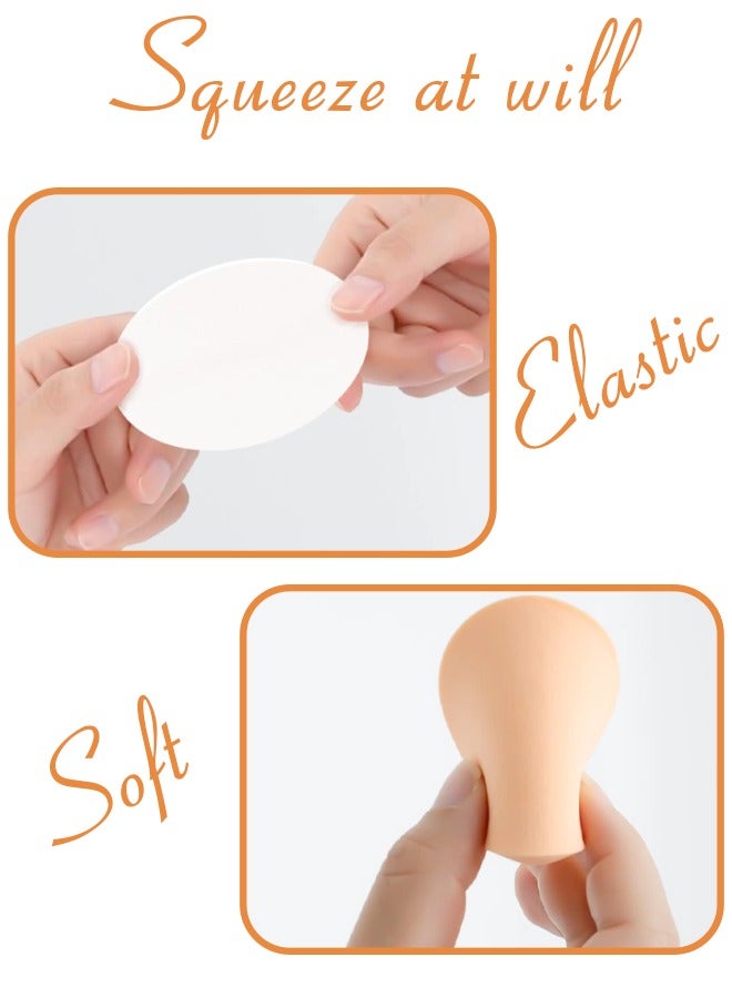 Kanza 6 Pcs Makeup Sponge Set Round & Square Shaped Beauty Blender Cosmetic Makeup Puff for Face Velour Puff Set for Loose Powder Mineral Powder Applicator Foundation Makeup Tool Set (Beige) - Image 4