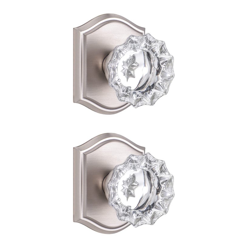 CLCTK 2 Pack Crystal Dummy Door Knobs, Non-Turning Single Side Dummy Door Knob, Brushed Nickel - Image 1