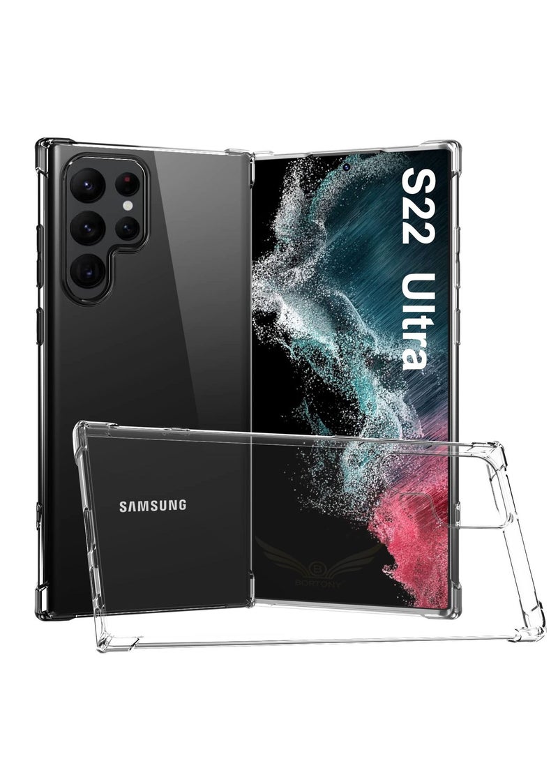 BORTONY Shock-Absorbing Flexible TPU Cell Phone Protective Case Cover For Samsung Galaxy S22 Ultra 5G,Crystal Clear - Image 1