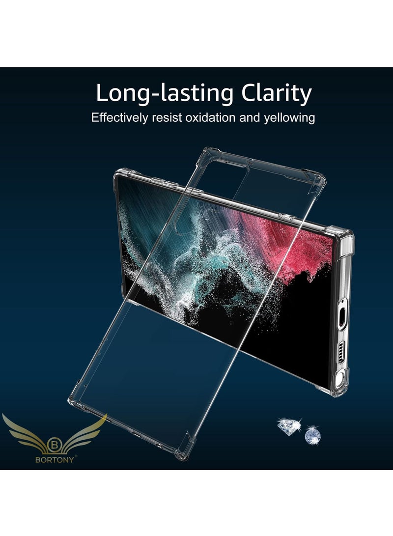 BORTONY Shock-Absorbing Flexible TPU Cell Phone Protective Case Cover For Samsung Galaxy S22 Ultra 5G,Crystal Clear - Image 3