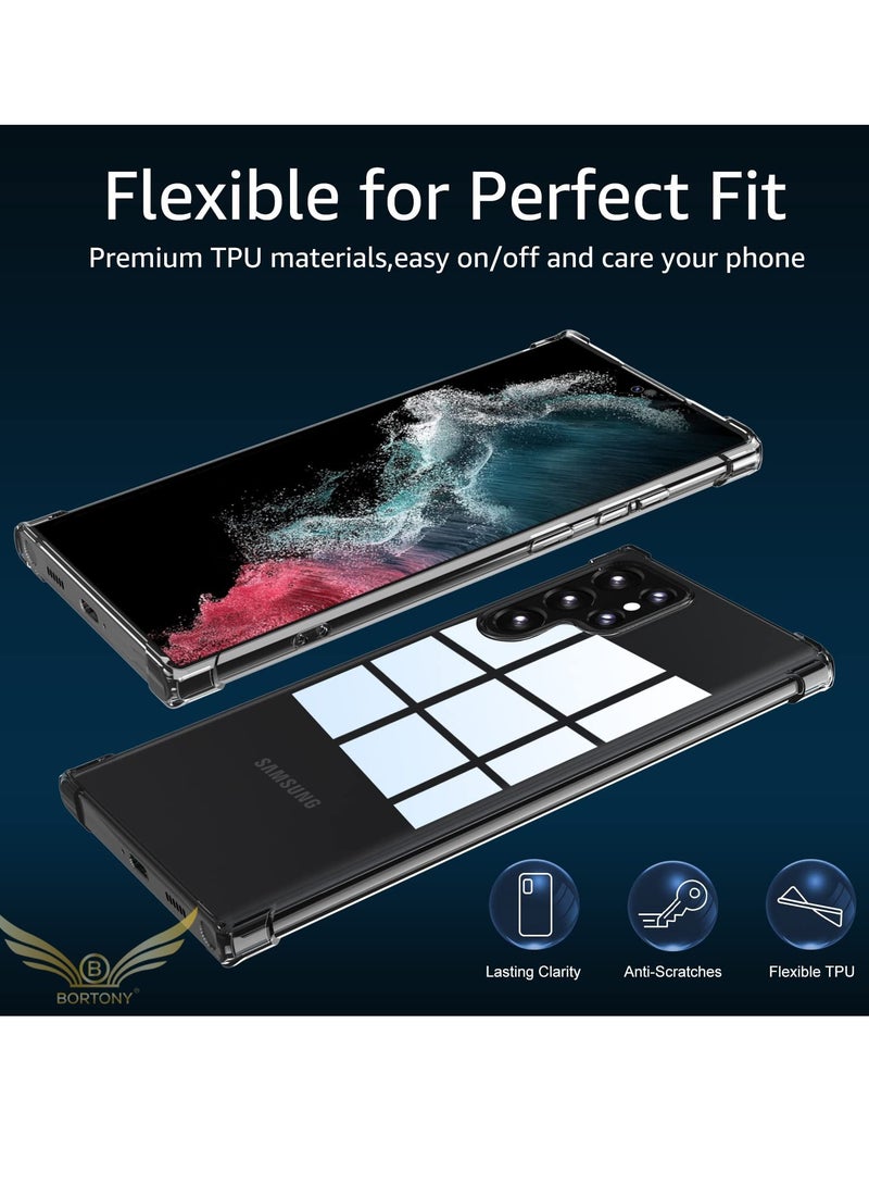 BORTONY Shock-Absorbing Flexible TPU Cell Phone Protective Case Cover For Samsung Galaxy S22 Ultra 5G,Crystal Clear - Image 2
