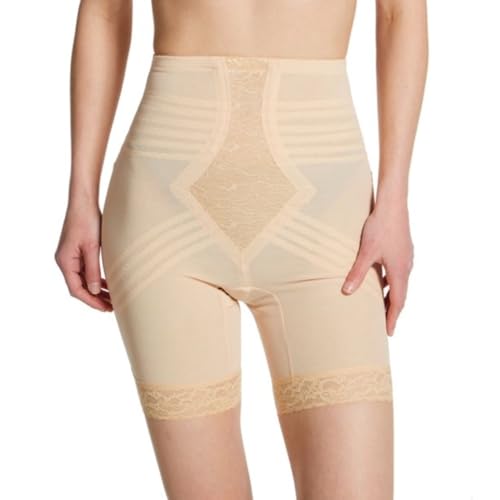 Rago 6209 High Waist Thigh Shaper | Size Sm - 15X | Made in USA | Flex Fit | No Top Roll | Firm - Extra Firm Tummy-Thigh Control Beige - Image 1