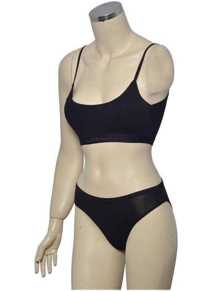 Kiviva Padded Rope Suspender Half Undershirt Bustier Panty Set Black  - Image 2