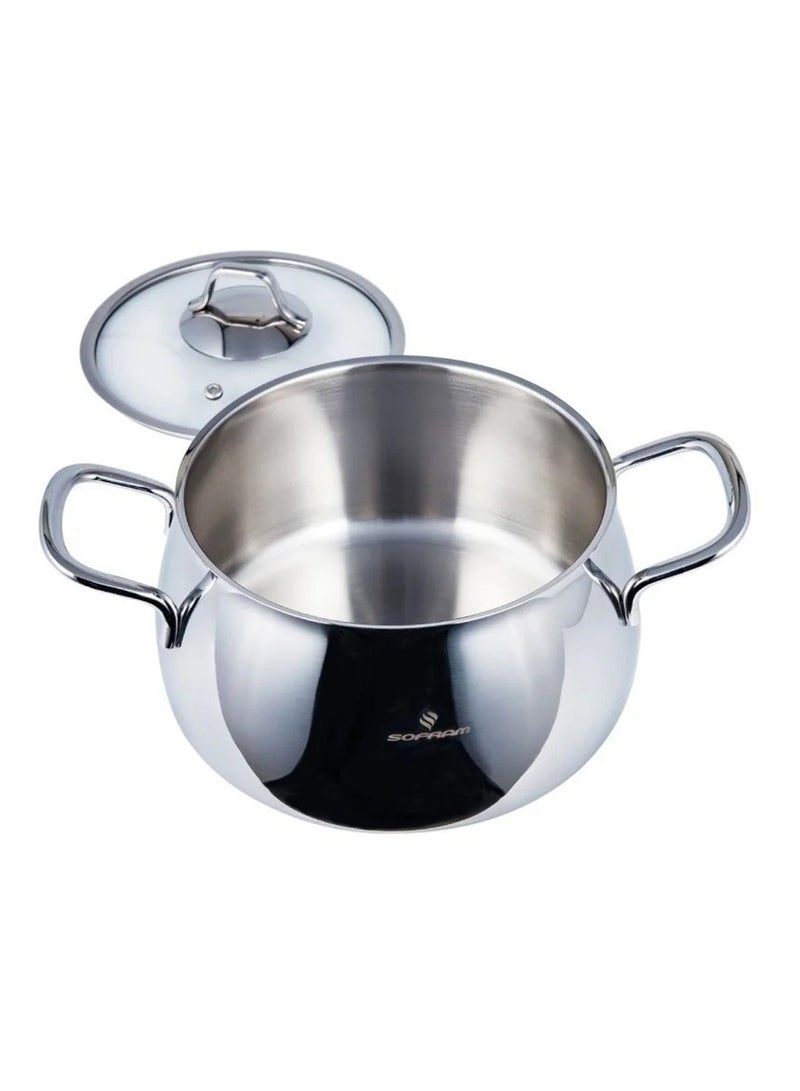 سوفرام قدر طبخ سوفرام استيل تركي غطاء زجاج مقاس 26 سم - Image 3