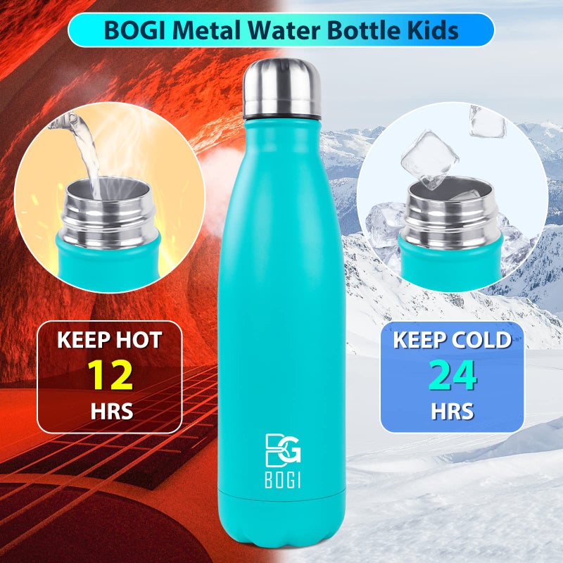 BOGI 17oz Insulated Water Bottle Double Wall Vacuum Stainless Steel Water Bottles, Leak Proof Metal Sports Water Bottle Keeps Drink Hot and Cold - Perfect for Outdoor Sports Camping Biking (Mint) - Image 4