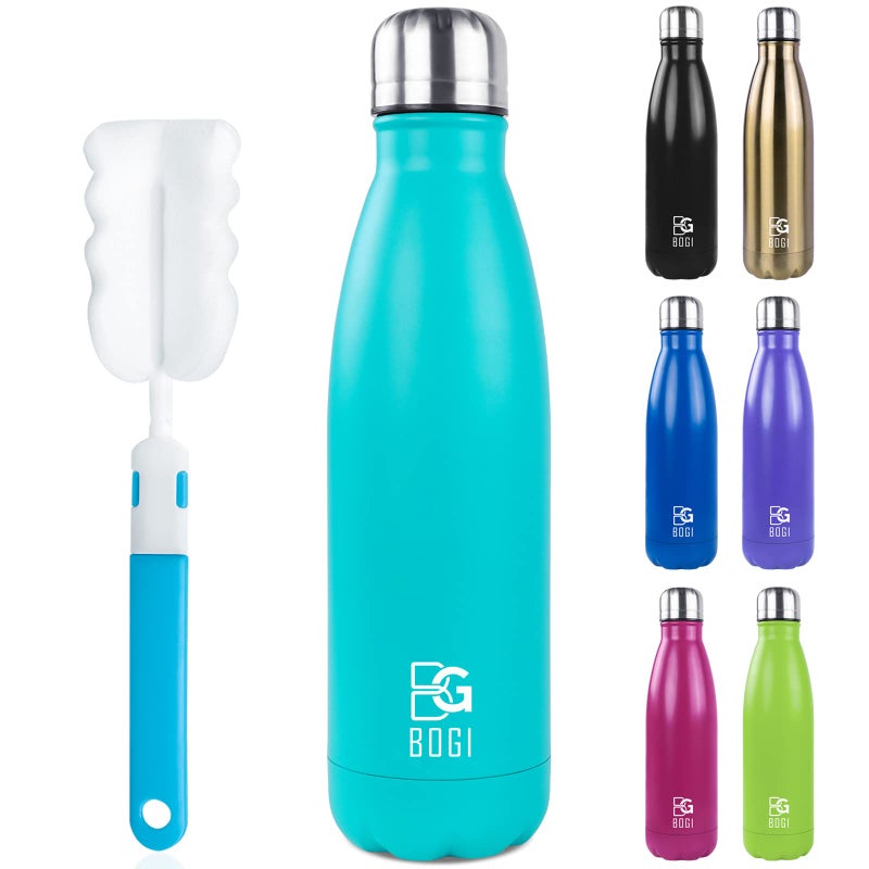 BOGI 17oz Insulated Water Bottle Double Wall Vacuum Stainless Steel Water Bottles, Leak Proof Metal Sports Water Bottle Keeps Drink Hot and Cold - Perfect for Outdoor Sports Camping Biking (Mint) - Image 1