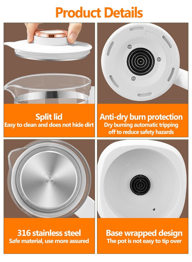 Beirui 1400ML Smart Milk Thermostat Glass Electric Kettle with 6 Temperature Control Presets Electric Tea Kettle for Office, Home Use  - Image 5