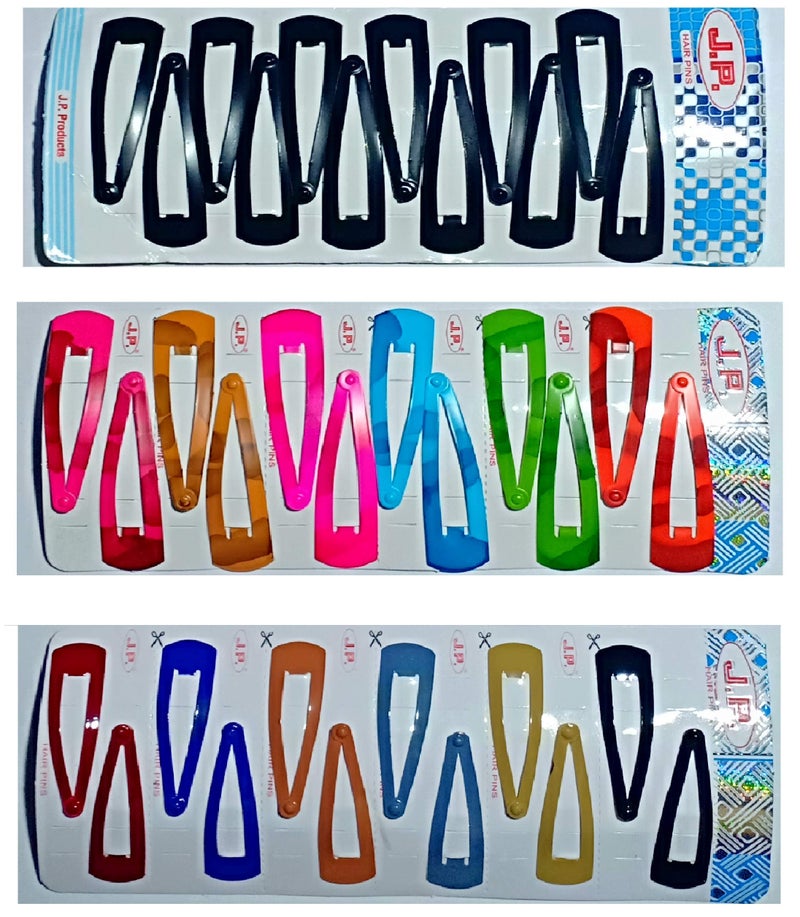 Drishti® Hair Metal Tic-Tac Hair Clips for Girls and Women; Medium and Small Sizes - Pack of 12 Clips Each in a Set of 3/18 Pairs (1 Black and 2 Mixed Colours Set) - Image 1
