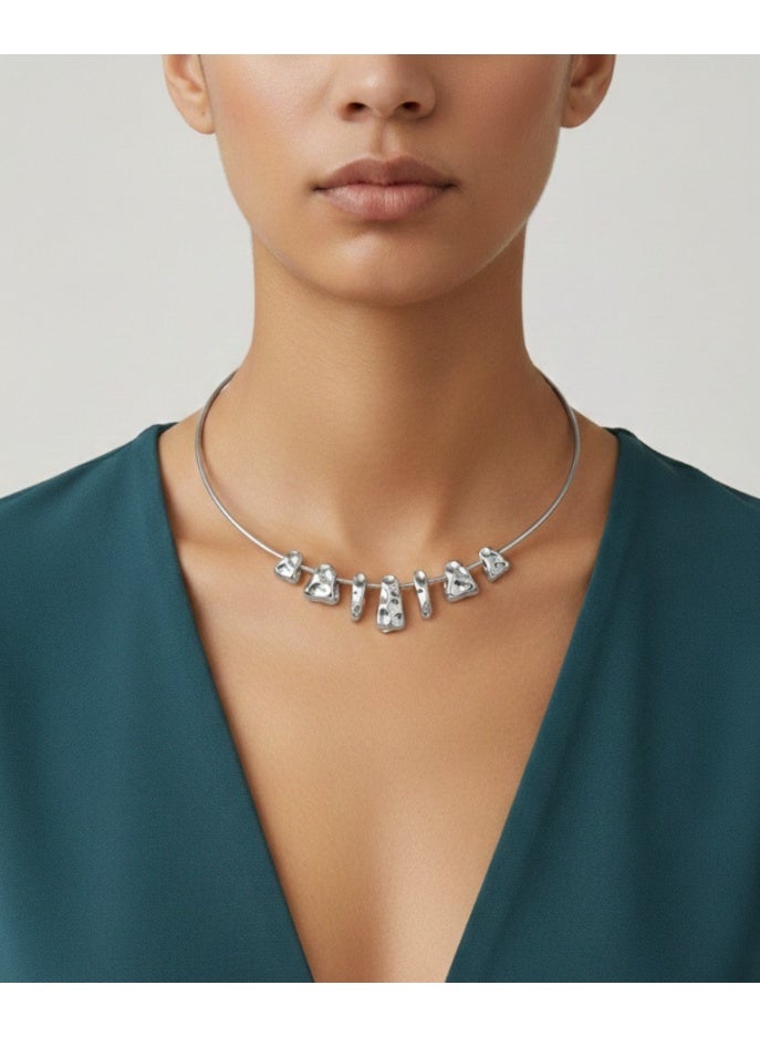 Vbranda Stainless Steel Pure Abstract Statement Necklace - N-74 - Image 1